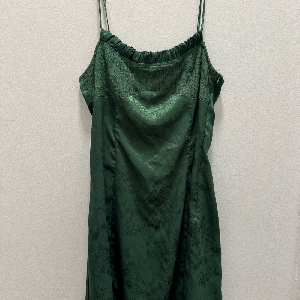 Emerald Green Satin Slip Dress